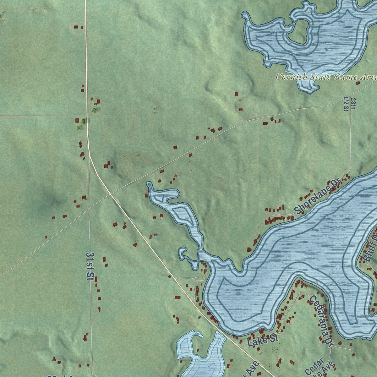 Second close-up of the map of Porter, Van Buren County, Michigan print showing more streets and buildings