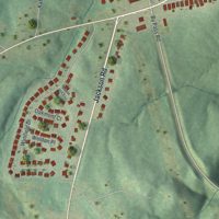 Second close-up of the map of Porterdale, Georgia print showing more streets and buildings