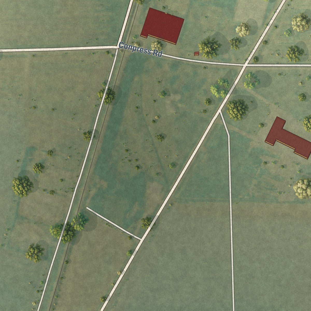 Second close-up of the map of Portland, Arkansas print showing more streets and buildings