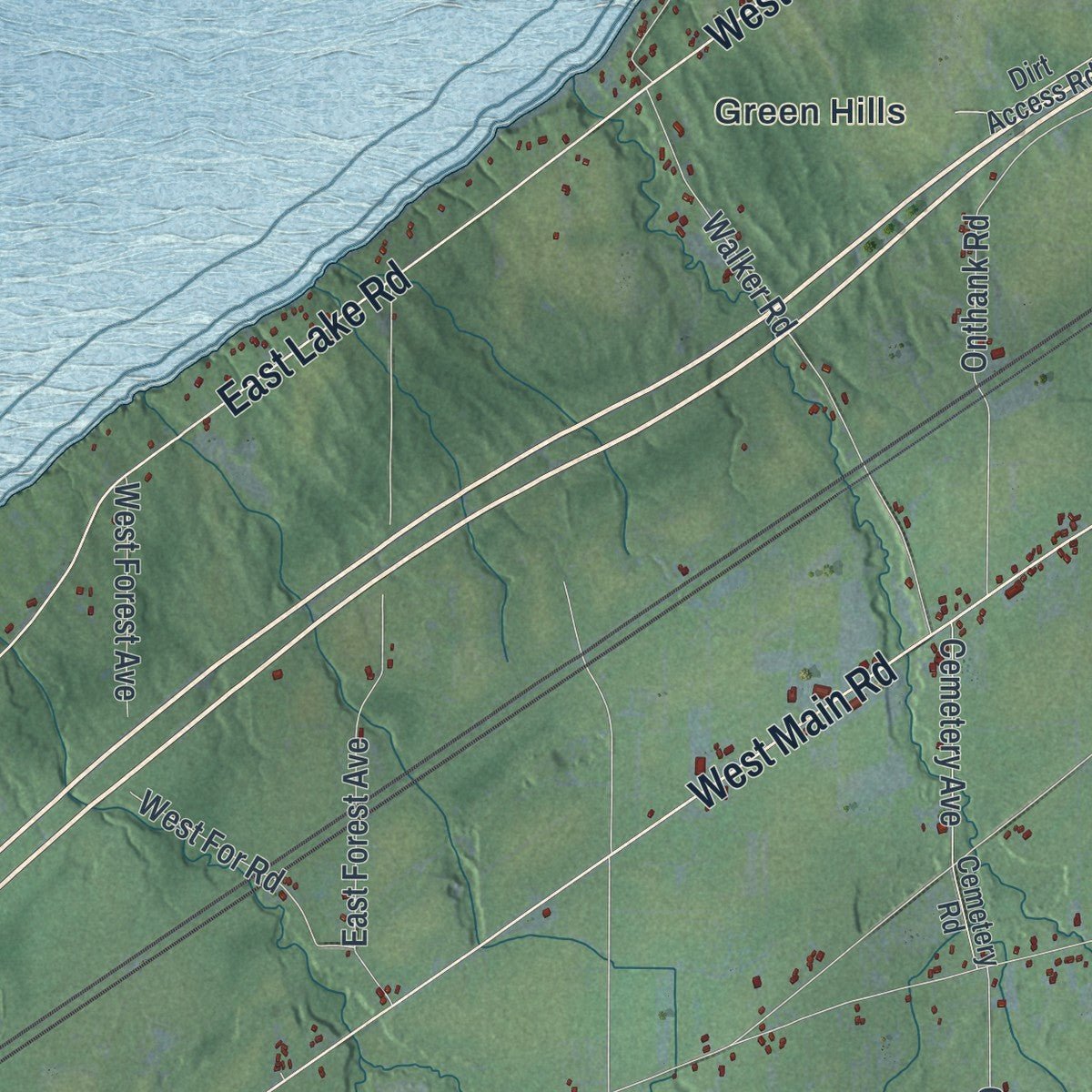 Second close-up of the map of Portland, New York print showing more streets and buildings