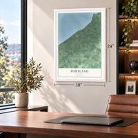 Portland, New York map, 18 x 24 inch print in a white frame in a home office