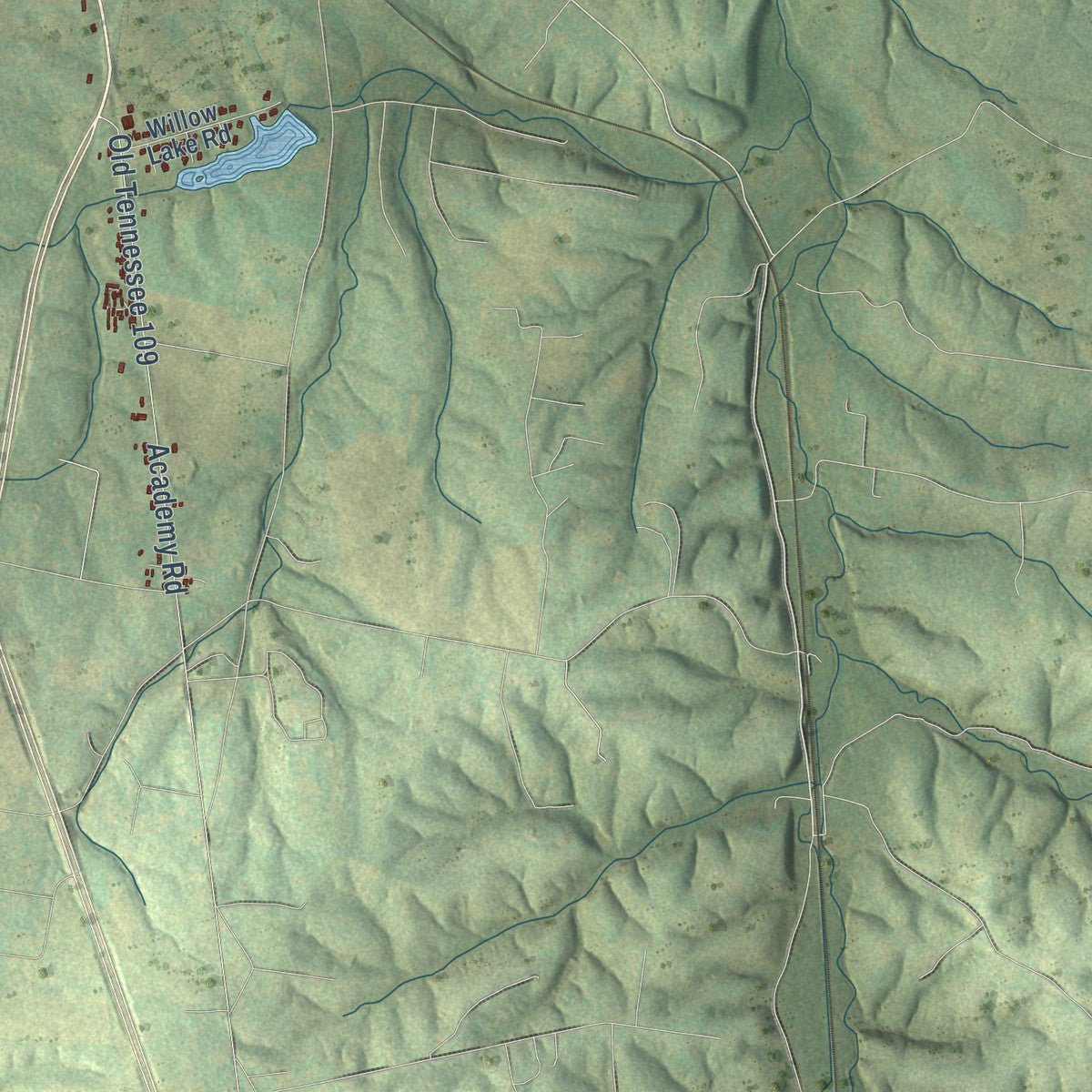 Second close-up of the map of Portland, Tennessee print showing more streets and buildings