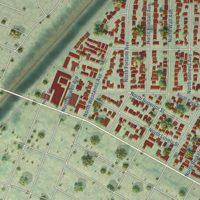 Second close-up of the map of Portsmouth, Oregon print showing more streets and buildings