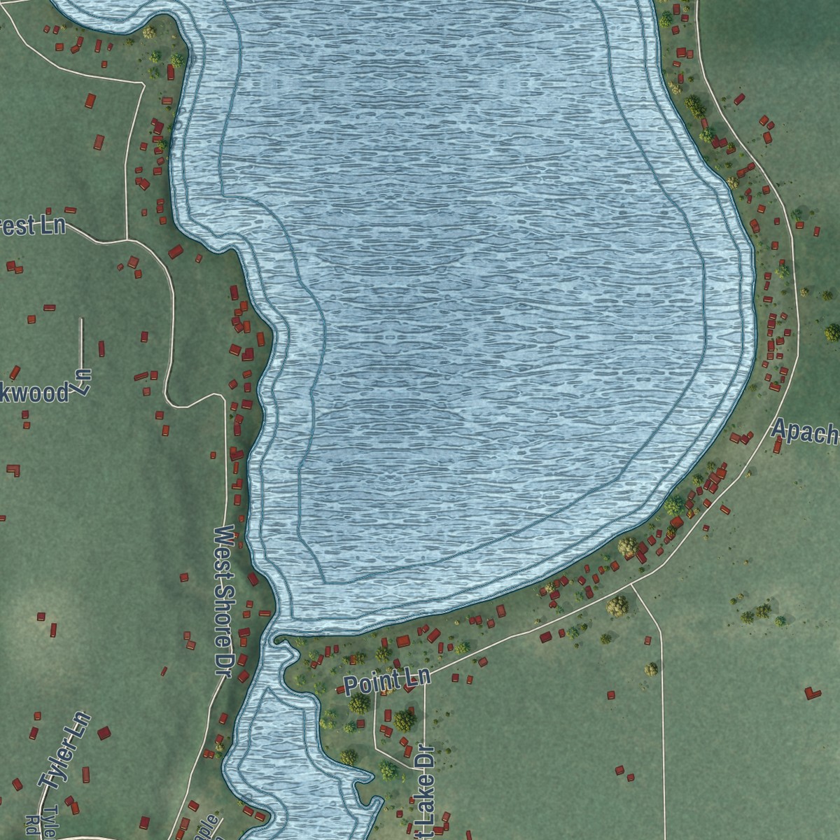 Second close-up of the map of Post Lake, Wisconsin print showing more streets and buildings