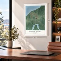 Potomac Heights, Maryland map, 18 x 24 inch print in a white frame in a home office