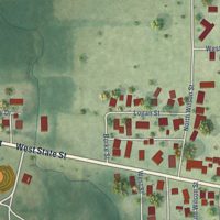 Second close-up of the map of Potomac, Illinois print showing more streets and buildings