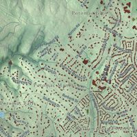 Second close-up of the map of Potomac, Maryland print showing more streets and buildings