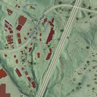 Second close-up of the map of Potomac Mills, Virginia print showing more streets and buildings