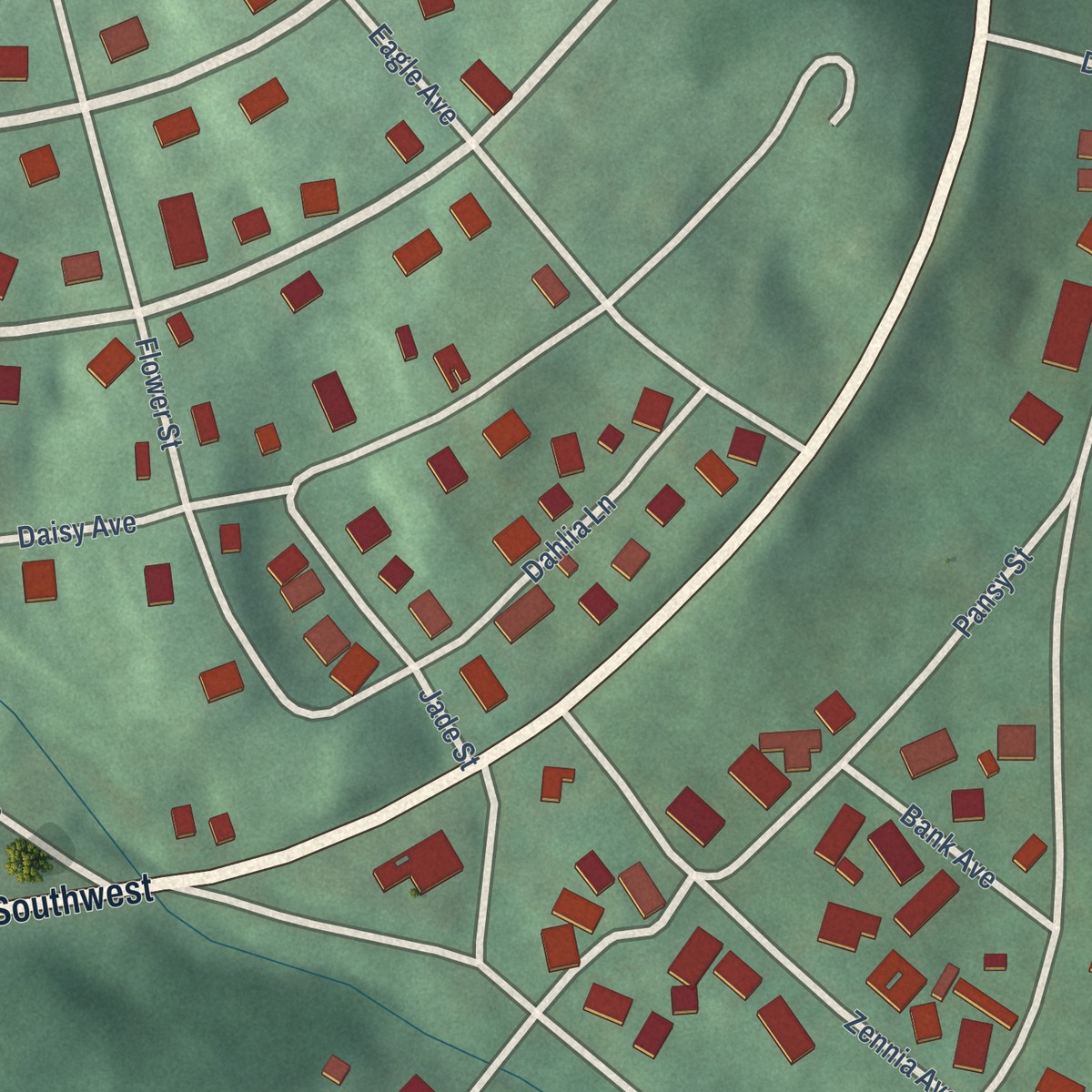 Second close-up of the map of Potomac Park, Maryland print showing more streets and buildings