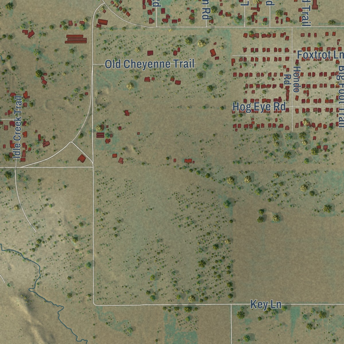 Second close-up of the map of Potosi, Texas print showing more streets and buildings