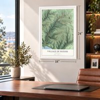 Potosi, Wisconsin map, 18 x 24 inch print in a white frame in a home office