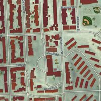 Second close-up of the map of Potrero Hill, California print showing more streets and buildings