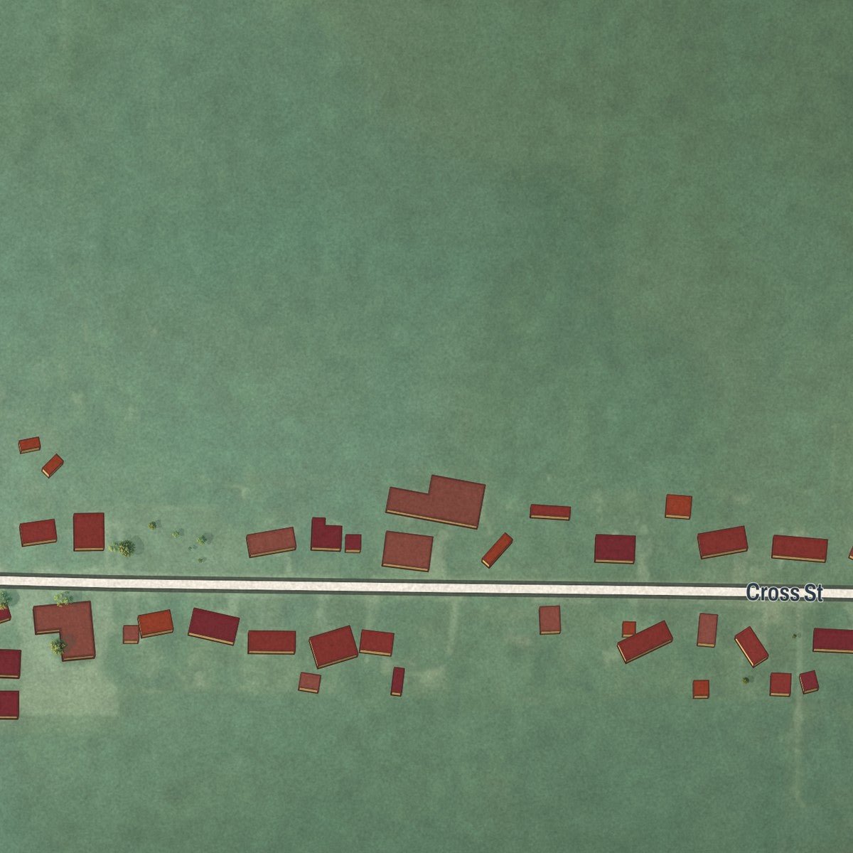 Second close-up of the map of Potsdam, Ohio print showing more streets and buildings