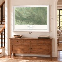 Potter, Nebraska map, 24 x 36 inch print in a white frame above a dresser by a staircase