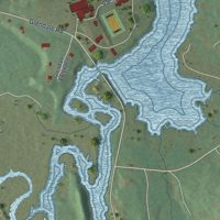 Second close-up of the map of Pottersville, New York print showing more streets and buildings