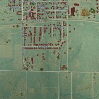 Second close-up of the map of Pottsboro, Texas print showing more streets and buildings