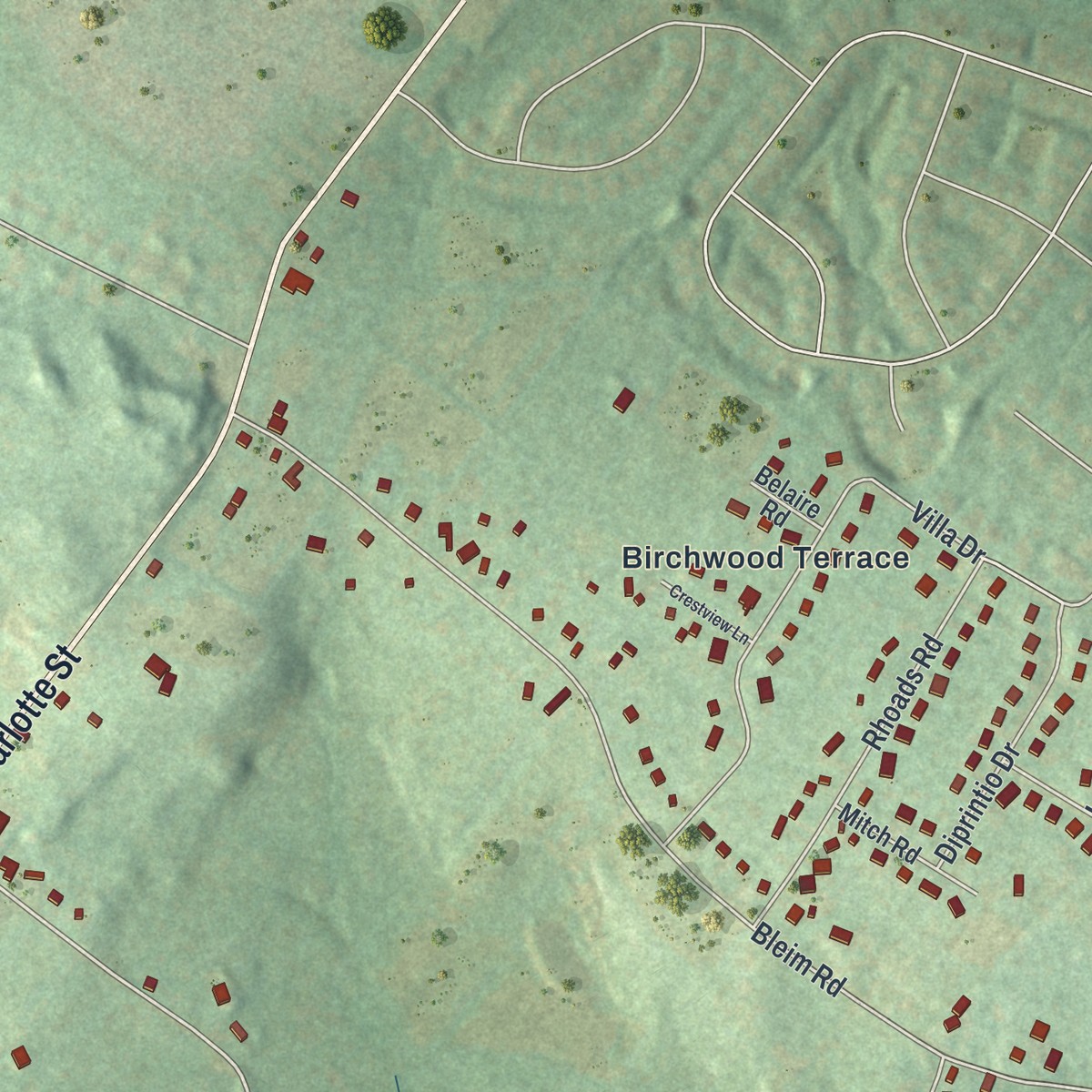 Second close-up of the map of Pottsgrove, Pennsylvania print showing more streets and buildings