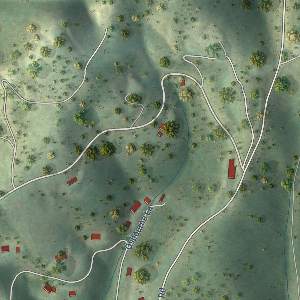 Second close-up of the map of Pounding Mill, Virginia print showing more streets and buildings