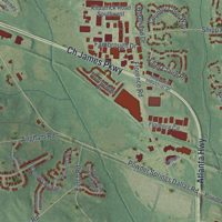 Second close-up of the map of Powder Springs, Georgia print showing more streets and buildings