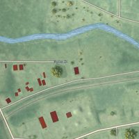 Second close-up of the map of Powers, Michigan print showing more streets and buildings
