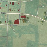 Second close-up of the map of Poyen, Arkansas print showing more streets and buildings