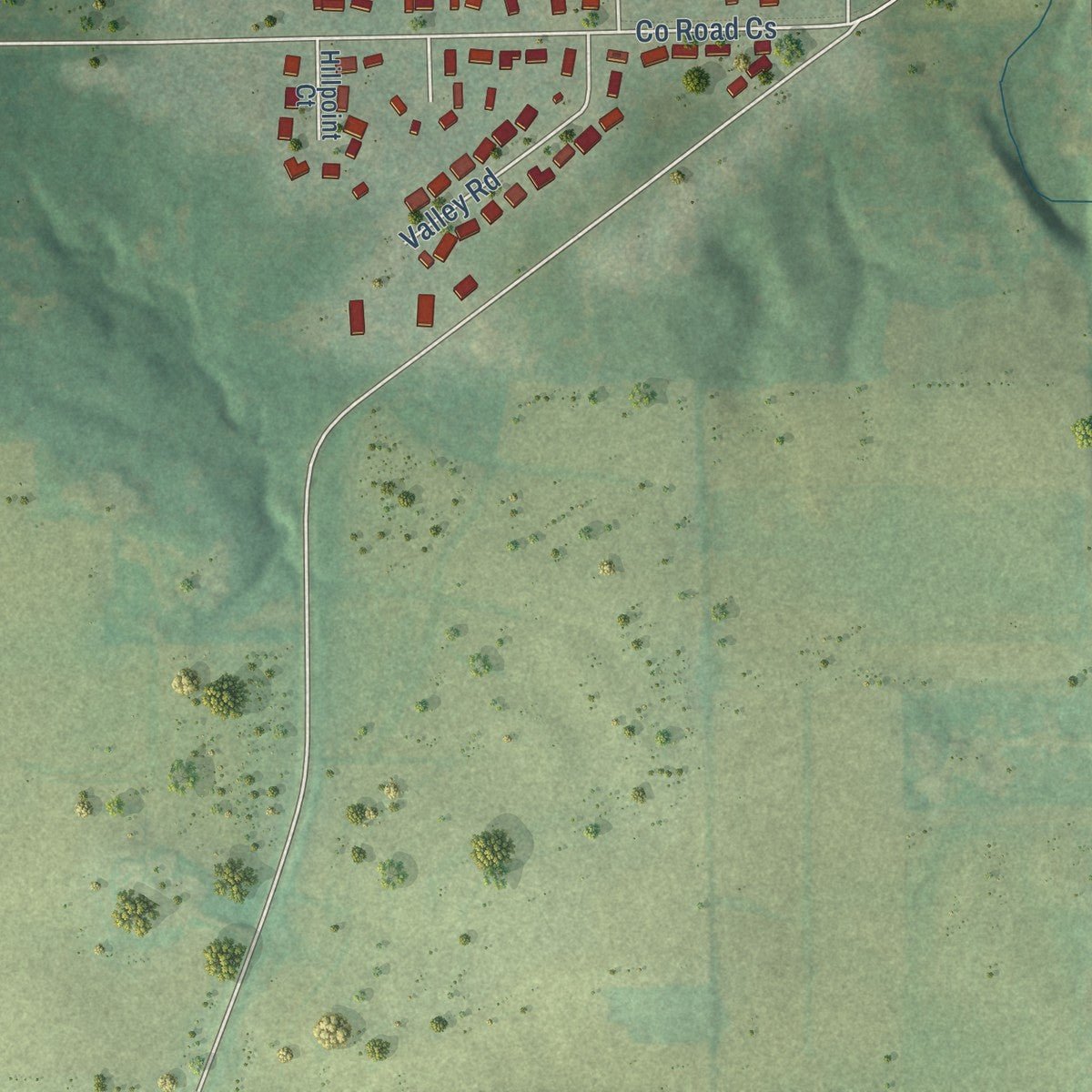 Second close-up of the map of Poynette, Wisconsin print showing more streets and buildings