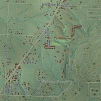 Second close-up of the map of Prairie Grove, Arkansas print showing more streets and buildings