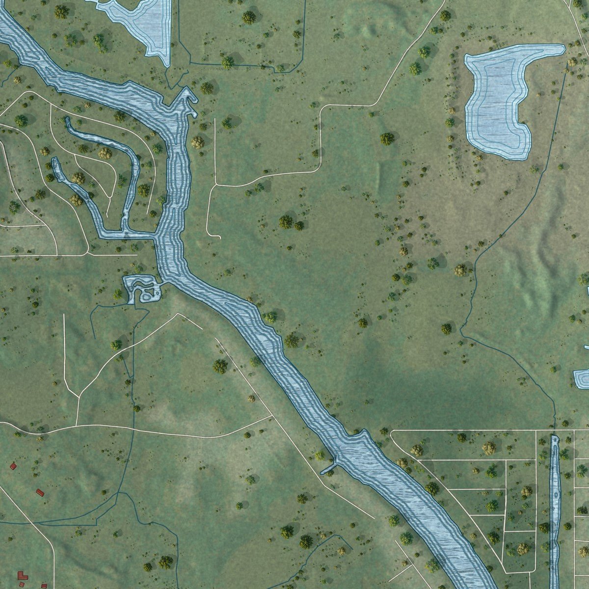 Second close-up of the map of Prairie Grove, Illinois print showing more streets and buildings