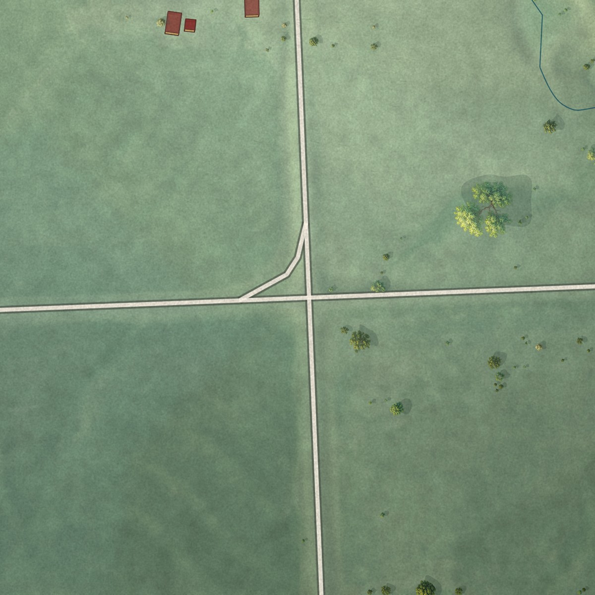 Second close-up of the map of Prairie Home, Nebraska print showing more streets and buildings