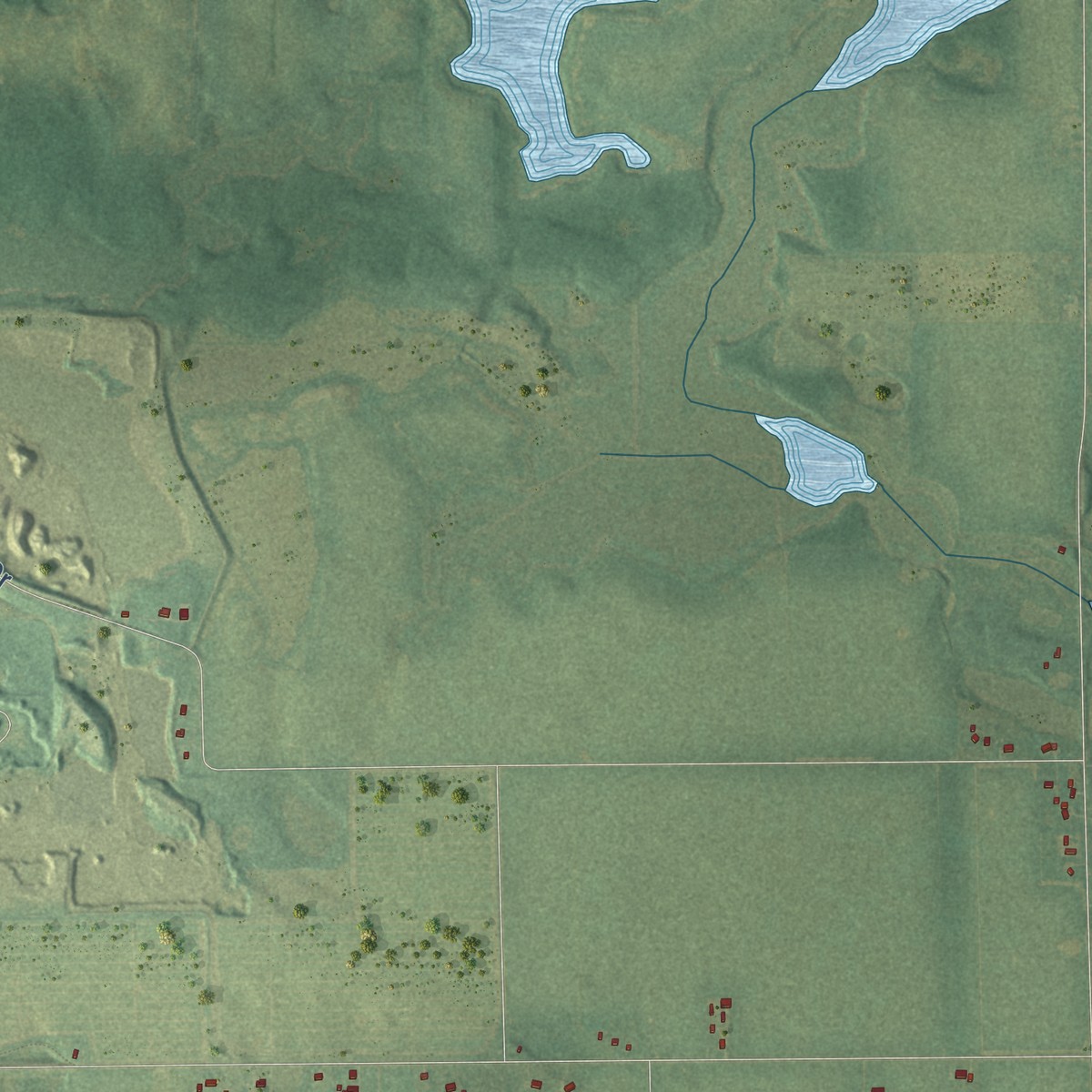 Second close-up of the map of Prairie Ronde, Michigan print showing more streets and buildings