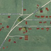 Second close-up of the map of Prairieton, Indiana print showing more streets and buildings