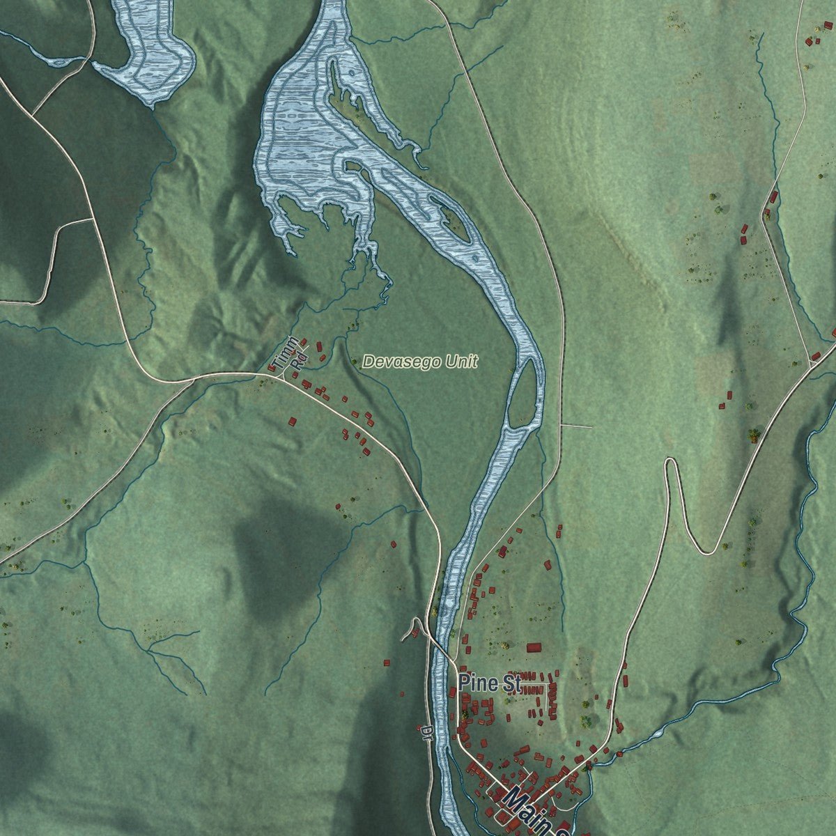 Second close-up of the map of Prattsville, New York print showing more streets and buildings