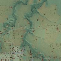 Second close-up of the map of Pratum, Oregon print showing more streets and buildings