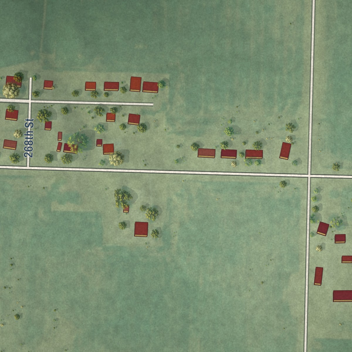 Second close-up of the map of Preemption, Illinois print showing more streets and buildings