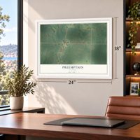 Preemption, Illinois map, 18 x 24 inch print in a white frame in a home office