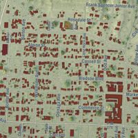 Second close-up of the map of Presidio, Texas print showing more streets and buildings
