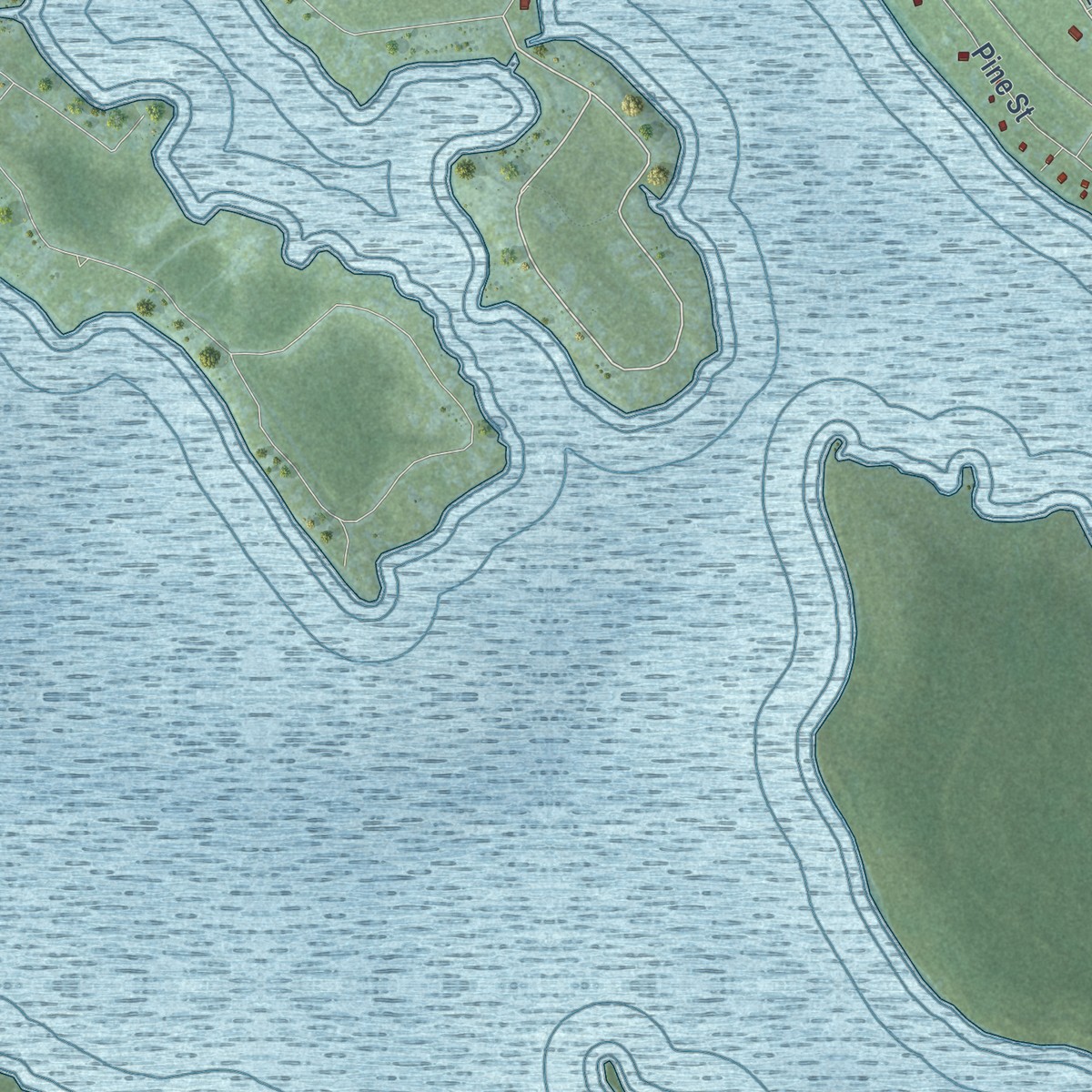 Second close-up of the map of Presque Isle Harbor, Michigan print showing more streets and buildings