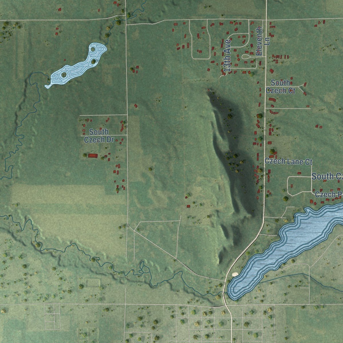 Second close-up of the map of Preston, Adams County, Wisconsin print showing more streets and buildings