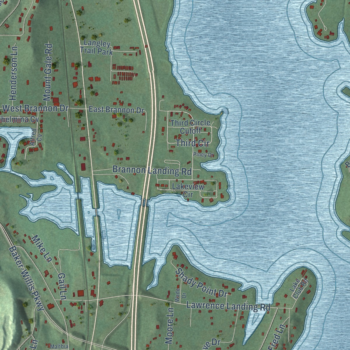 Second close-up of the map of Preston, Arkansas print showing more streets and buildings
