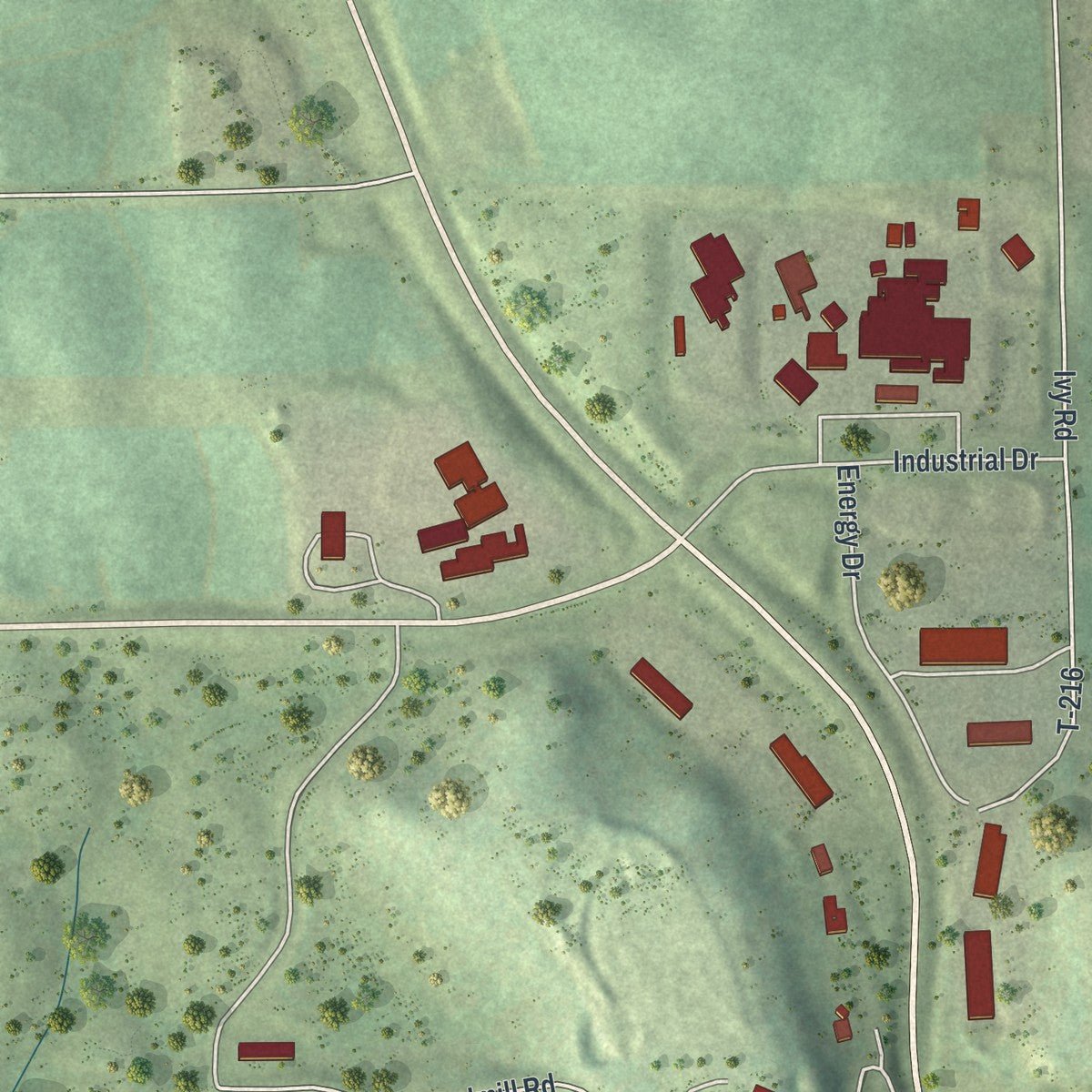 Second close-up of the map of Preston, Minnesota print showing more streets and buildings