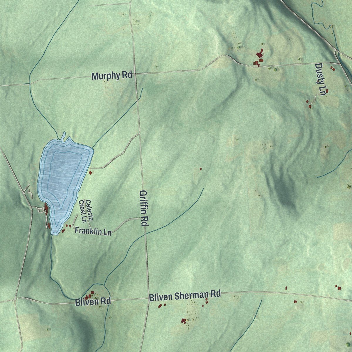 Second close-up of the map of Preston, New York print showing more streets and buildings