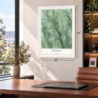 Preston, New York map, 18 x 24 inch print in a white frame in a home office