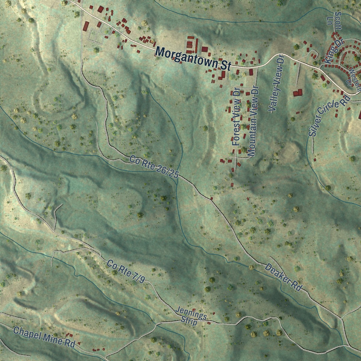 Second close-up of the map of Preston, West Virginia print showing more streets and buildings