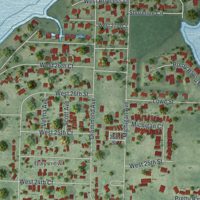 Second close-up of the map of Pretty Bayou, Florida print showing more streets and buildings