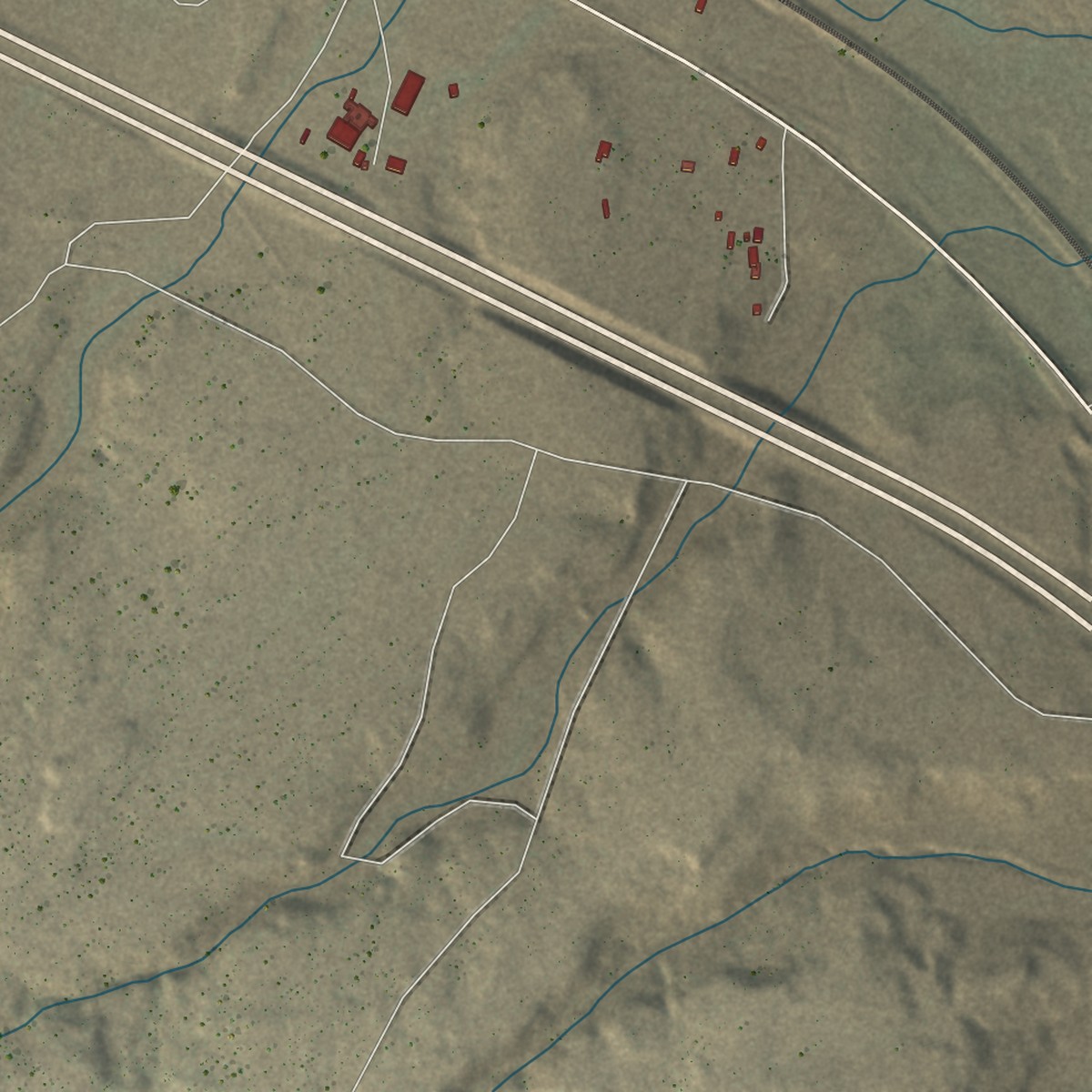 Second close-up of the map of Prewitt, New Mexico print showing more streets and buildings