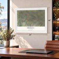 Prewitt, New Mexico map, 18 x 24 inch print in a white frame in a home office