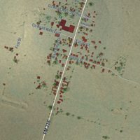 Second close-up of the map of Priddy, Texas print showing more streets and buildings