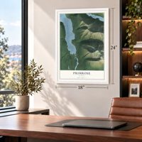 Primrose, Alaska map, 18 x 24 inch print in a white frame in a home office