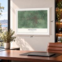 Princeton, Indiana map, 18 x 24 inch print in a white frame in a home office