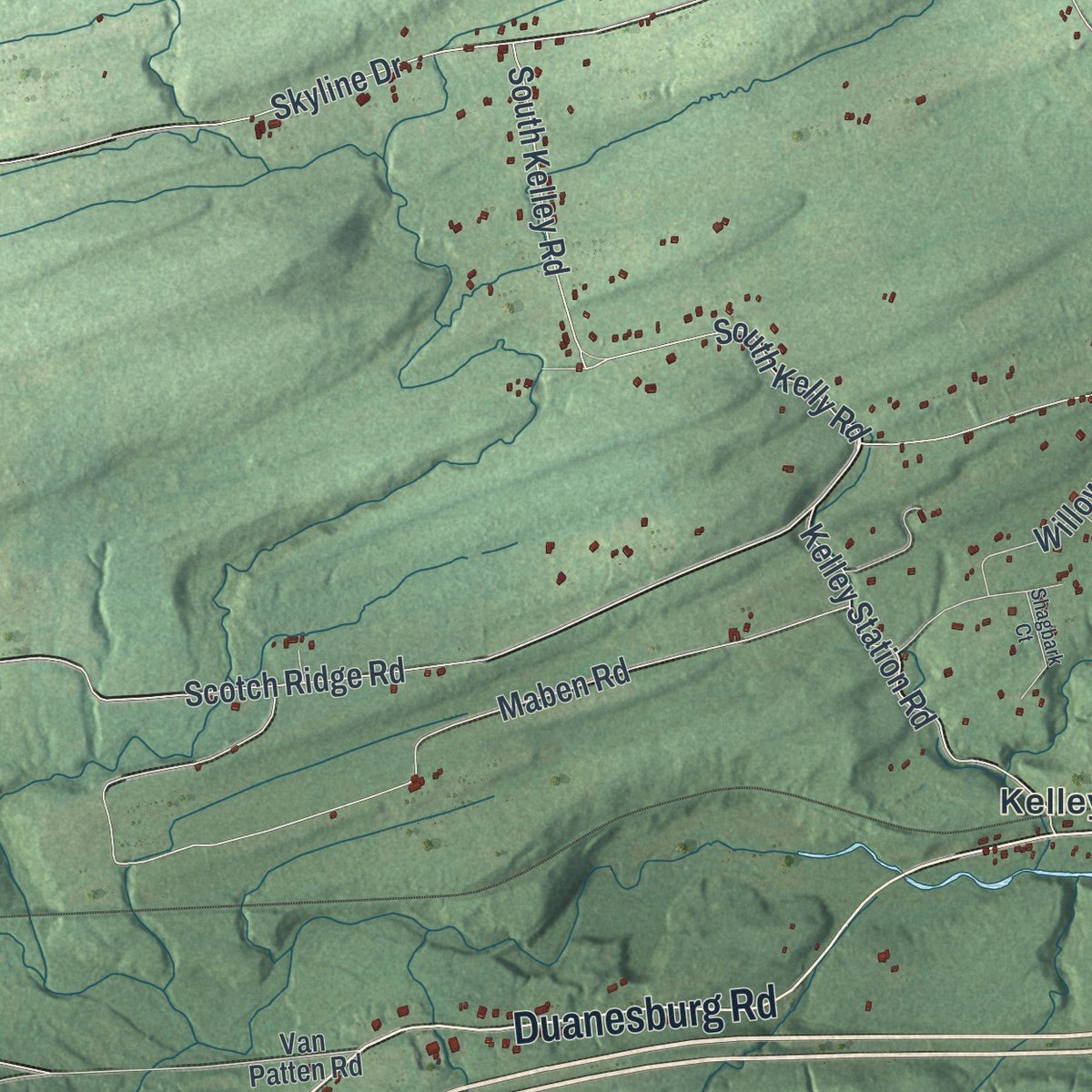 Second close-up of the map of Princetown, New York print showing more streets and buildings